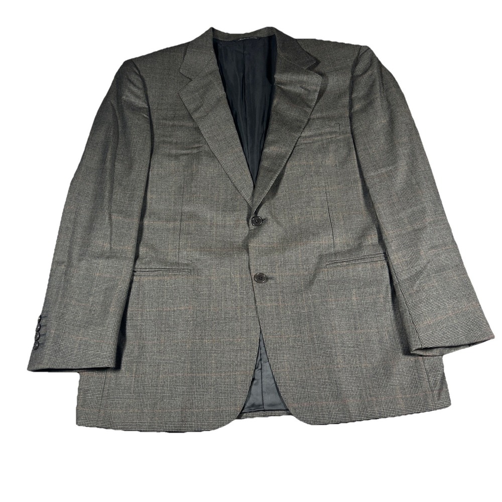 Canali Mens Size 50 R Blazer Wool Italy Plaid Brown 2 Piece Sport Coat